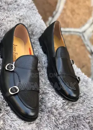 Men’S Black John Foster Double Monk Strap Loafers