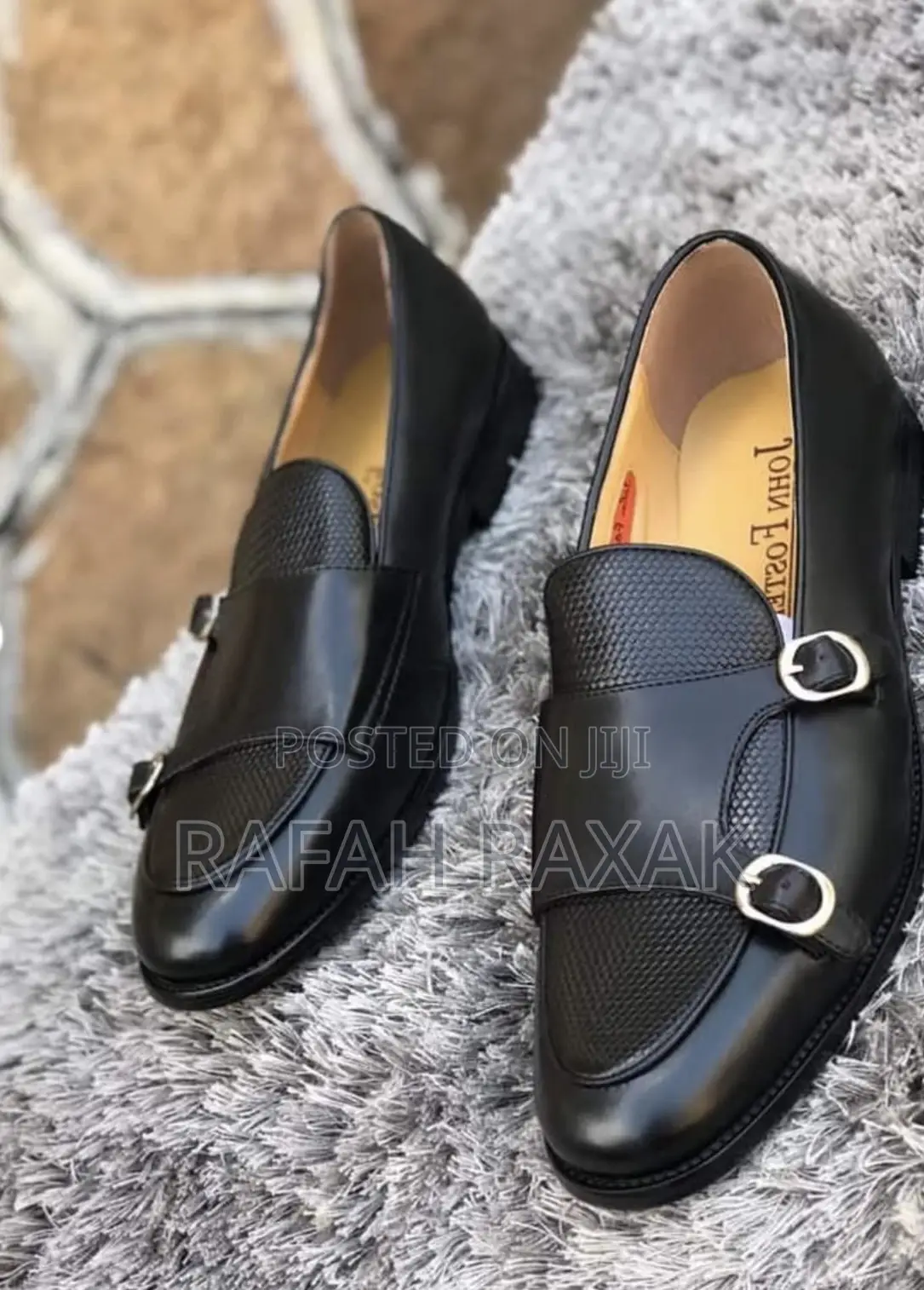 Men’S Black John Foster Double Monk Strap Loafers