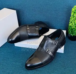 Men’S Black Franco Banetti Double Buckle Monk Strap Gentle Oxfords