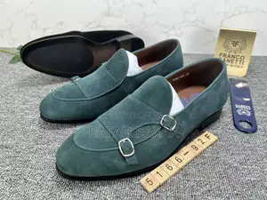 Original Men’S Franco Banetti Double Monk Strap Green Suede Loafers