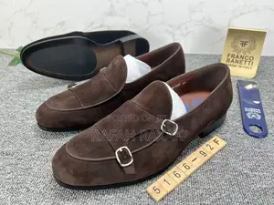 Original Coffee Brown Franco Banetti Double Monk Strap Suede Loafers