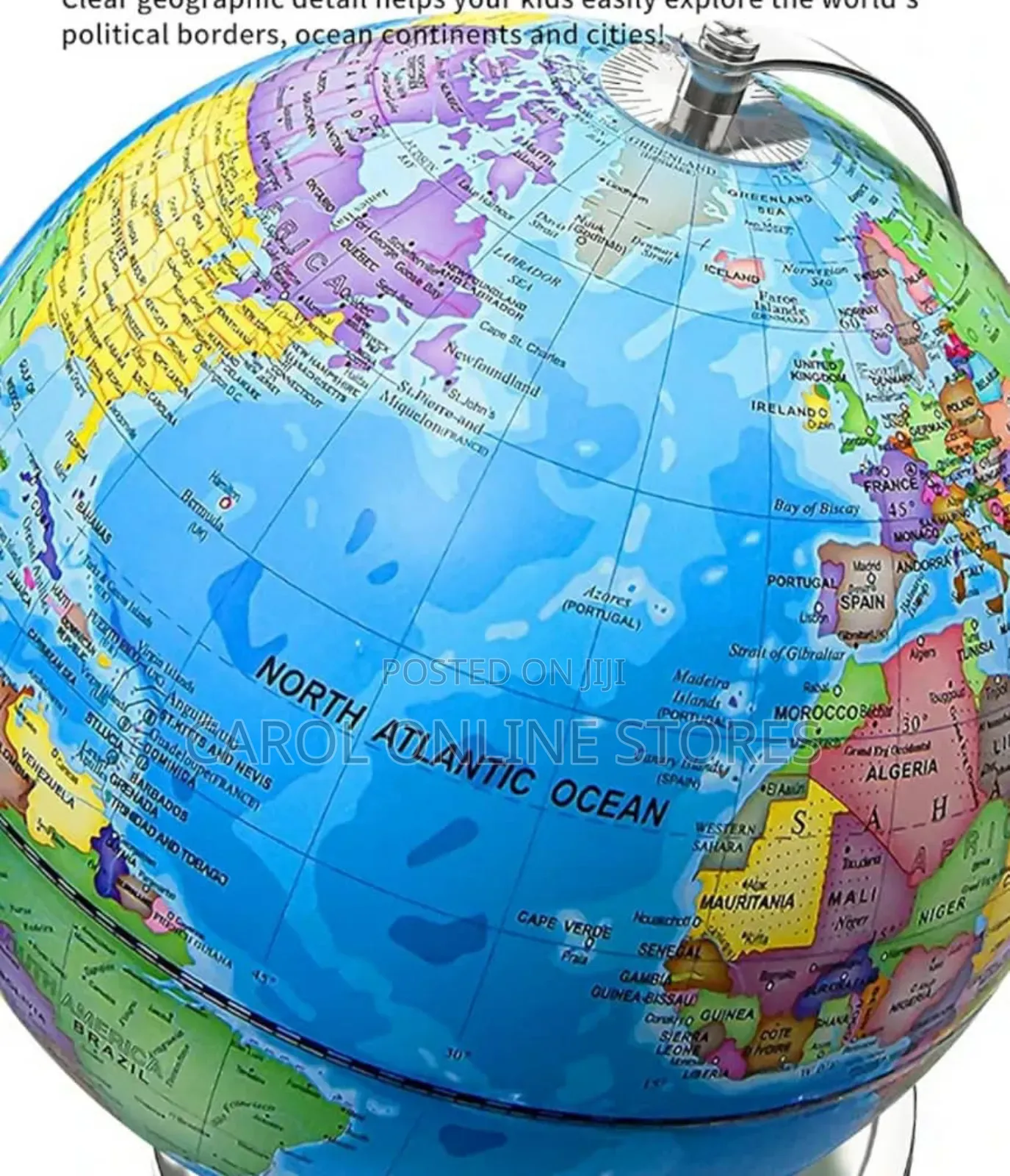 Globe Map Silver Base
