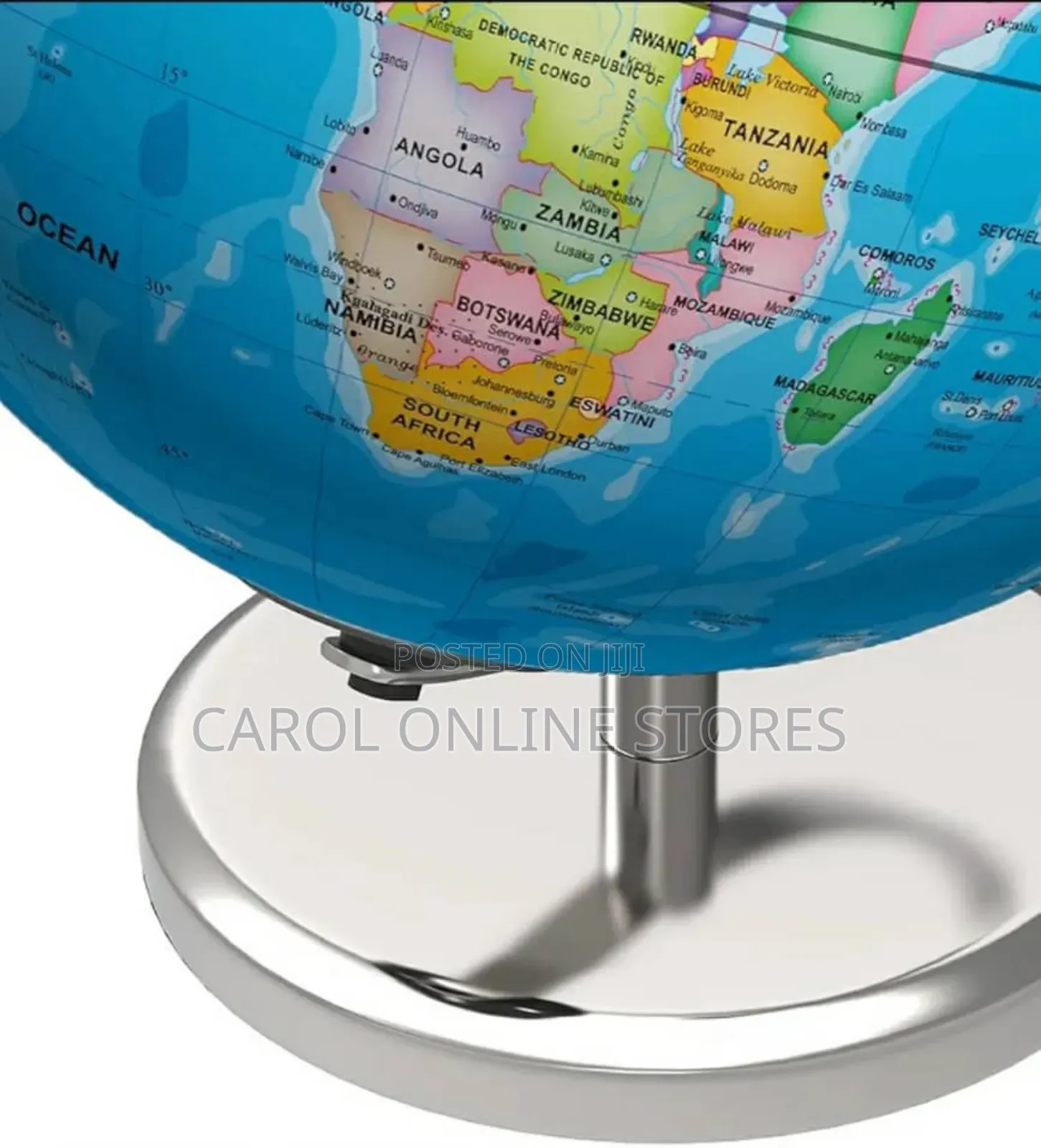 Globe Map Silver Base