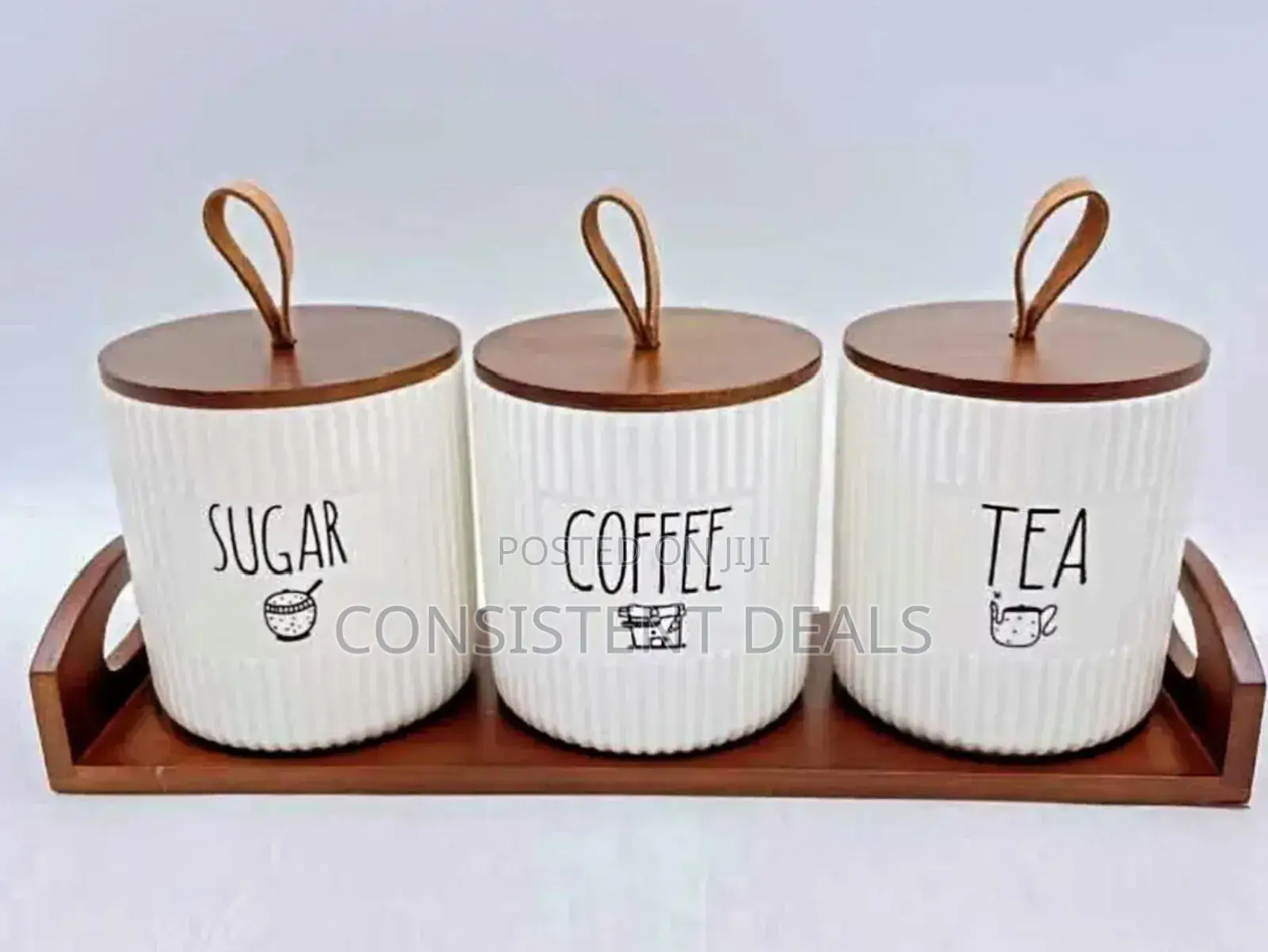 3pcs Ceramic Tea, Coffee Sugar Canisters