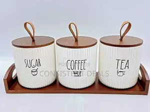 3pcs Ceramic Tea, Coffee Sugar Canisters