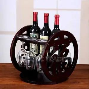 Solid Wood Counter Wine Glass and Bottle Holder