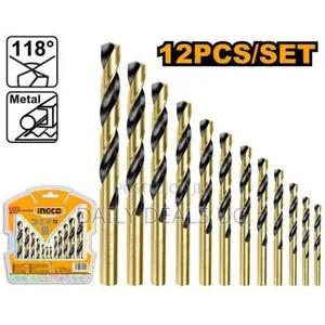 Ingco 12pcs HSS Twist Drill Bits Set-Black Gold