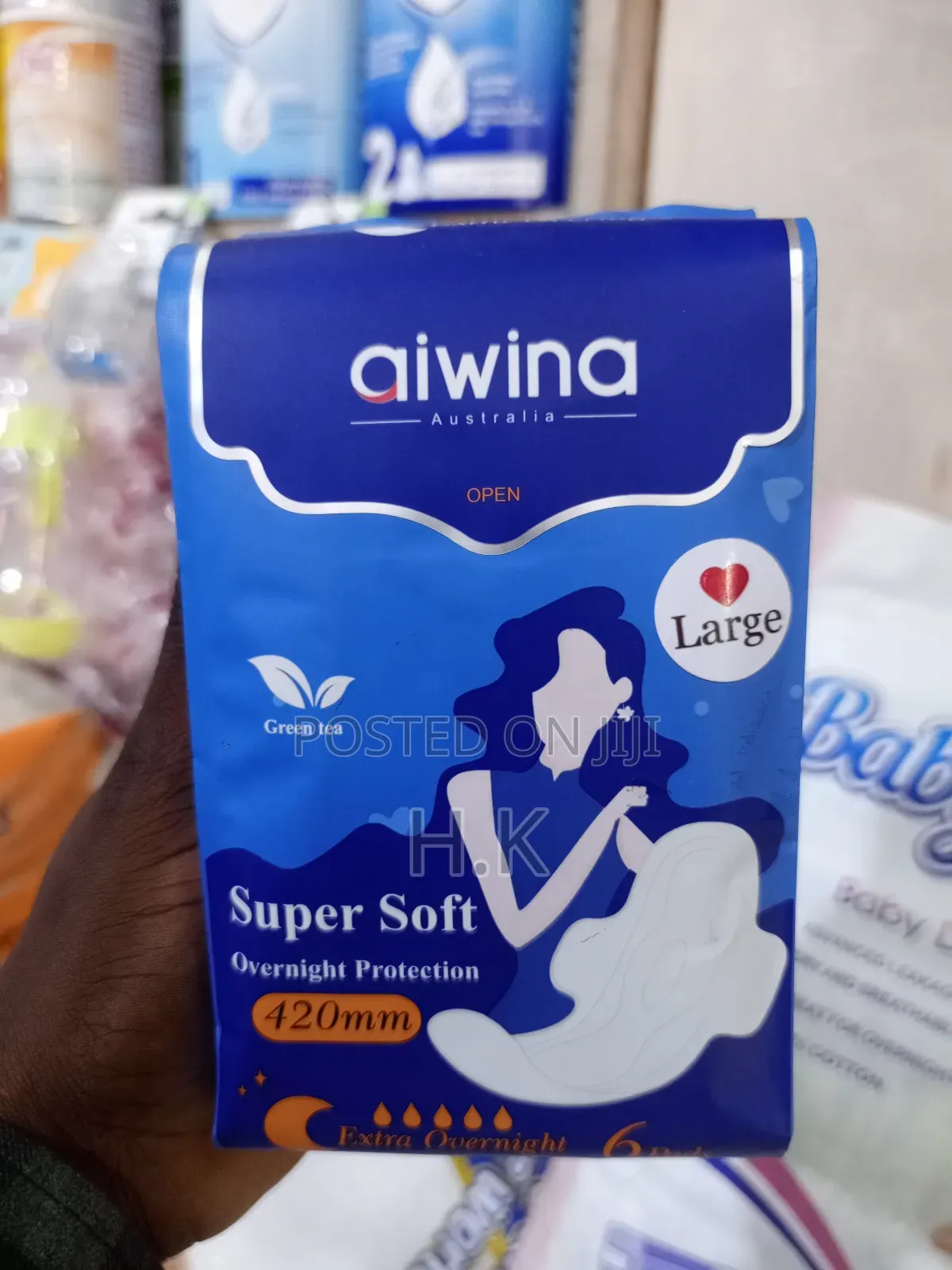 Aiwina Super Soft Overnight Protection Sanitary Pads.