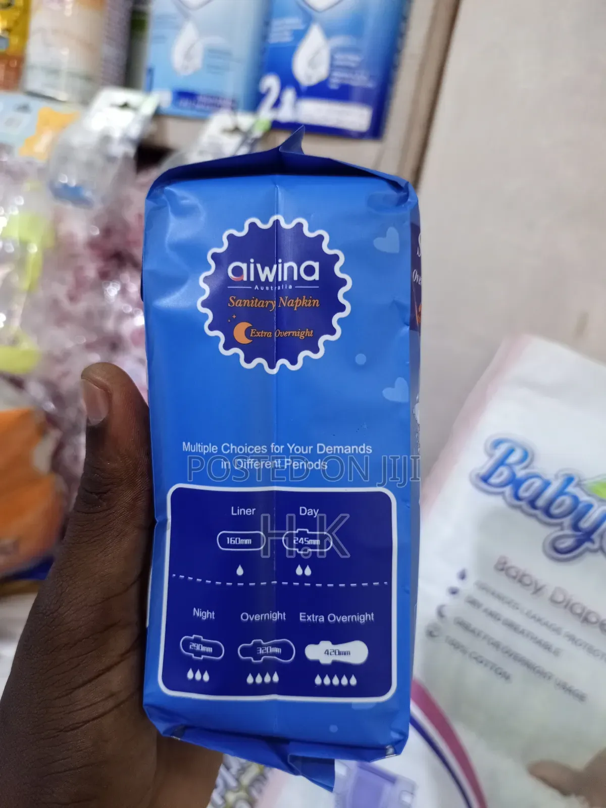 Aiwina Super Soft Overnight Protection Sanitary Pads.