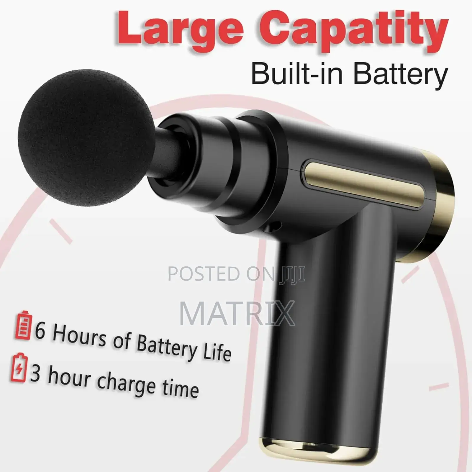 Krypton Rechargeable 6-in-1 Massager Gun - 5 Speed