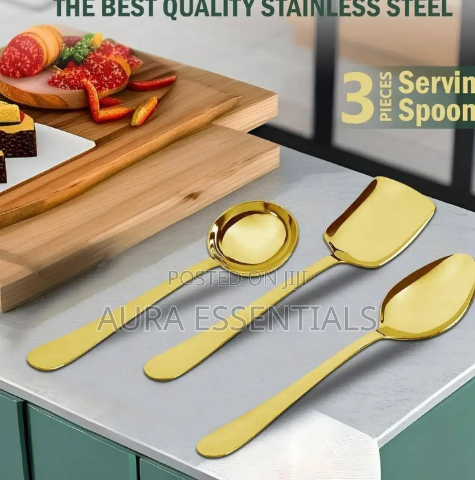 3pcs Stainless Steel Serving Spoons Set