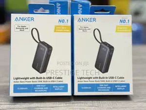 Anker Nano Power Bank 10000mah 30w, Built-in Usb-c Cable & Display