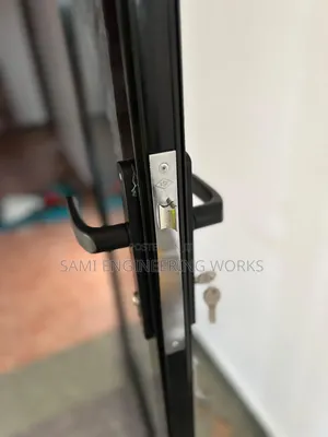 Aluminium Swinging Door Black Colour