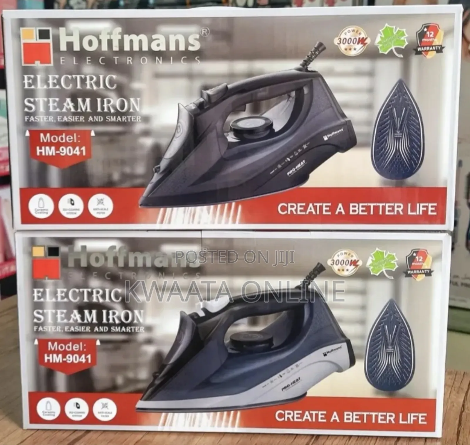 3000w Hoffmans Electric Steam Flat Iron With Ceramic Soleplate Hm-9041