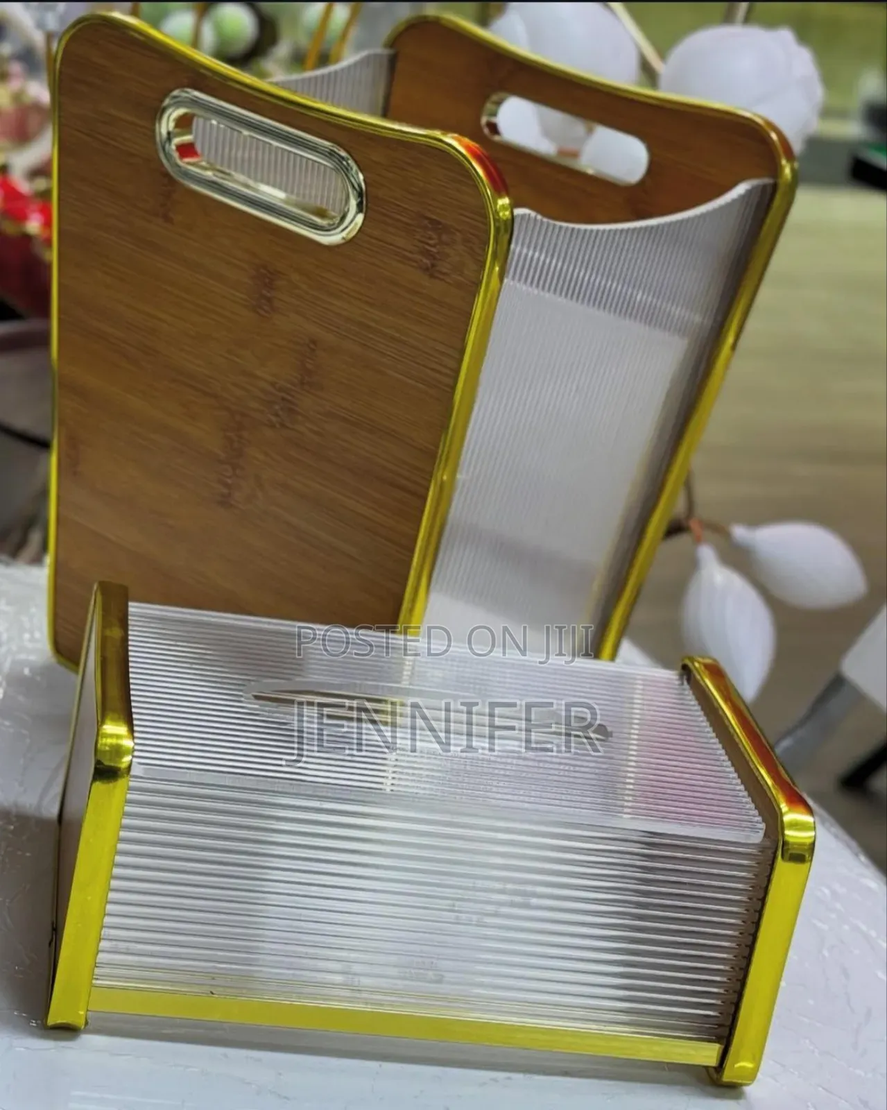 Premium Plastic Tissue Holder Box and Trash Bin Dustbin Set