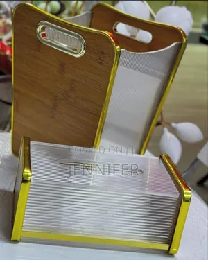 Premium Plastic Tissue Holder Box and Trash Bin Dustbin Set