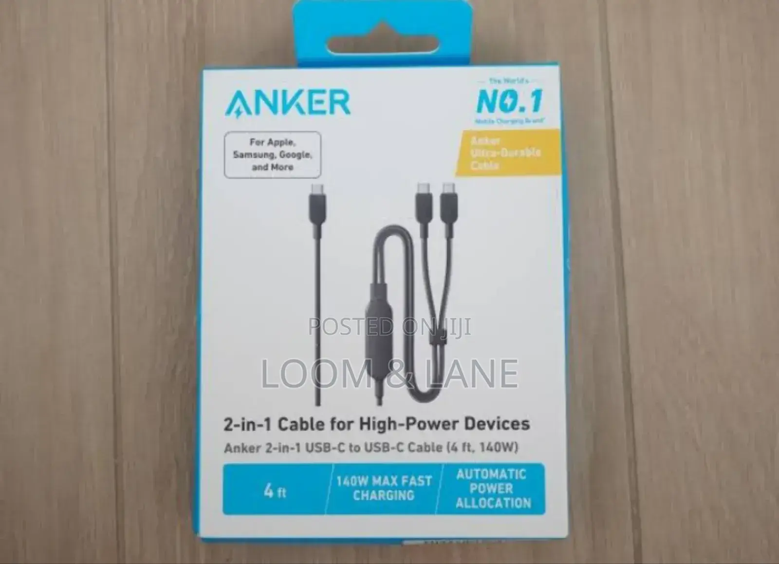 Anker 2-in-1 Usb-C to Usb-C Cable (4ft, 140w)