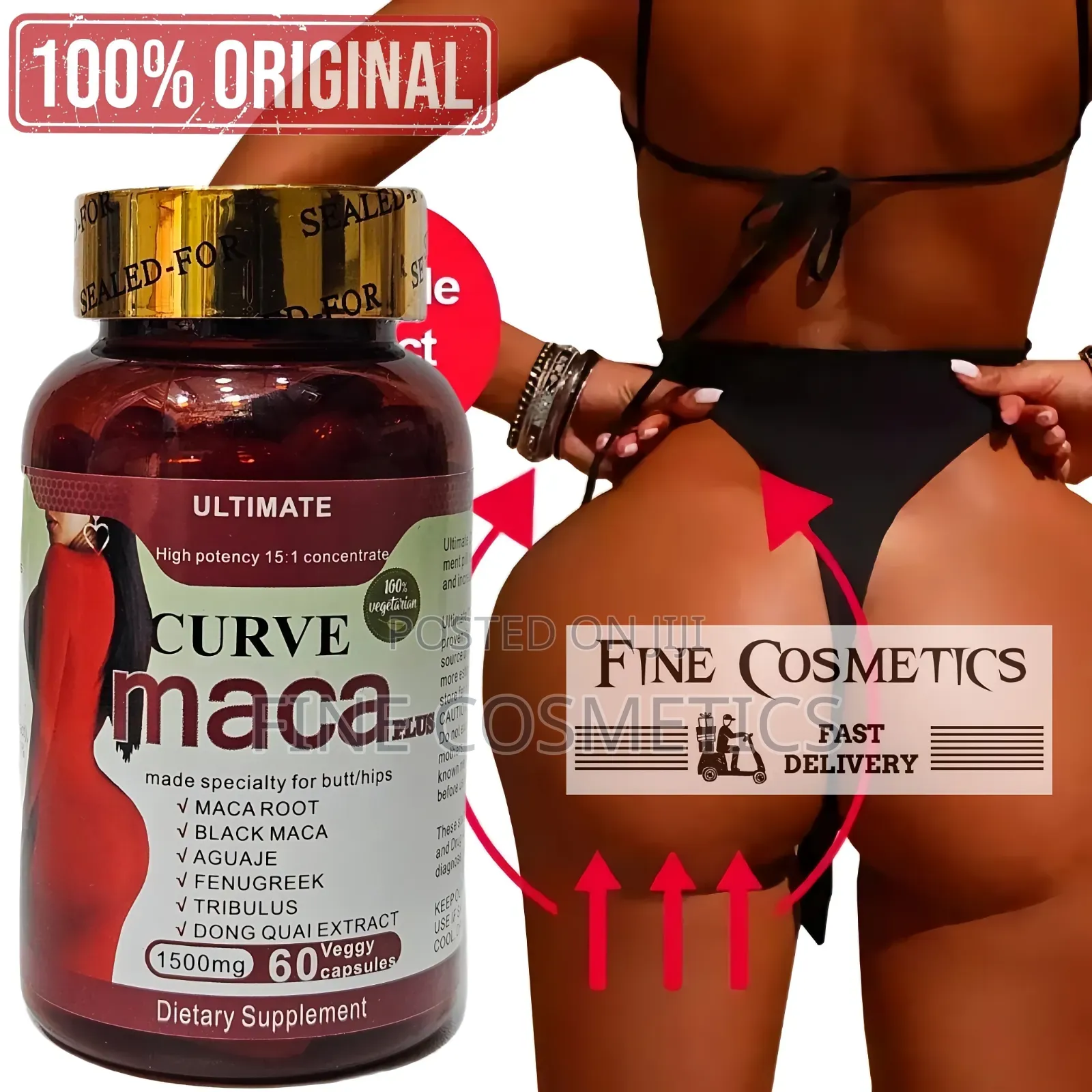 Ultimate Curve Maca Plus 1500mg Hip and Butt Enlargement 60 Capsules