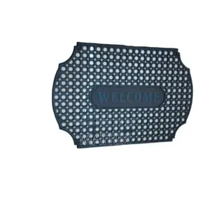 Welcome Door Mat Outdoor Non-Slip Floor Mat Black Blue