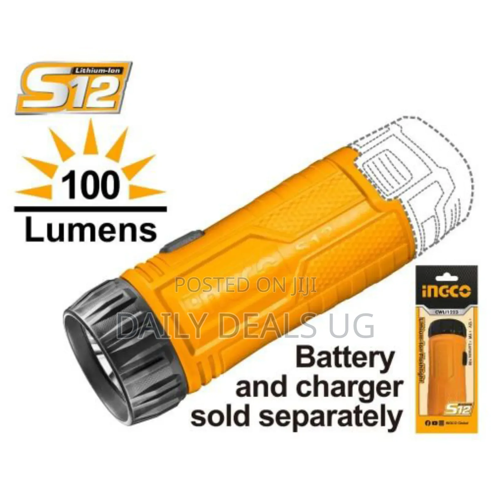 Ingco Lithium-Ion Flashlight 12v-Orange