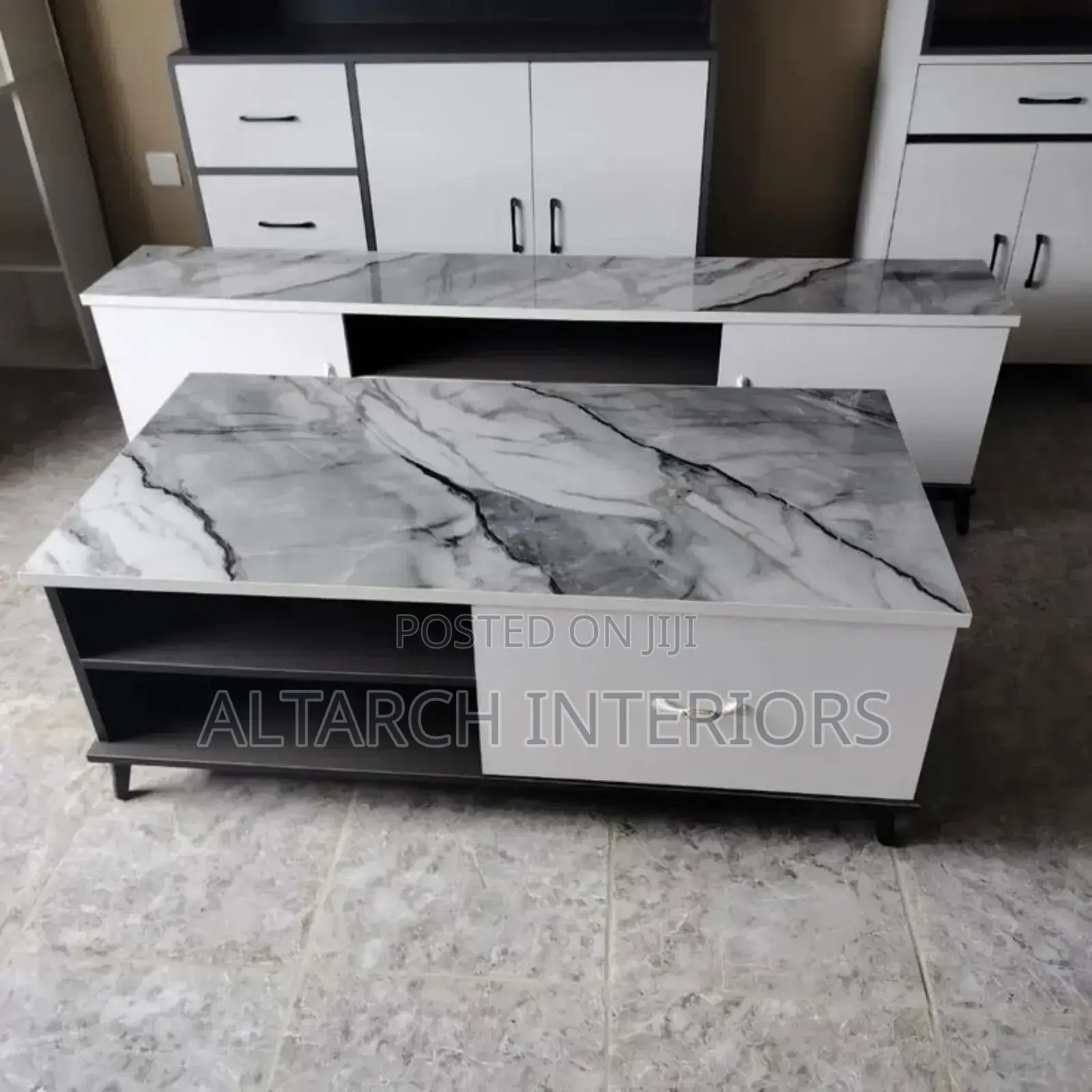Centre Table With Mable Sheet on Top and a Drawer