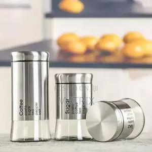 3 Set Sugar Bowl Glass Canister