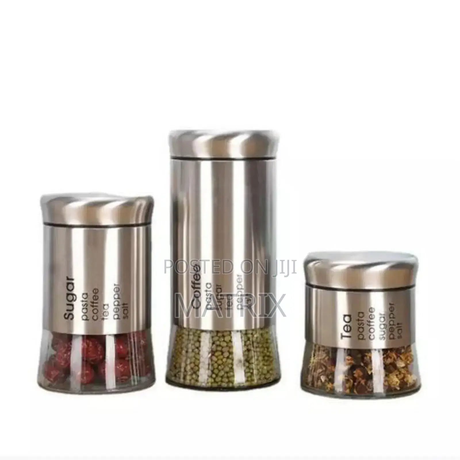 3 Set Sugar Bowl Glass Canister