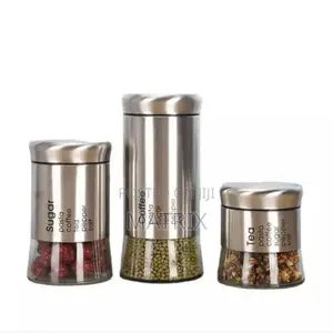 3 Set Sugar Bowl Glass Canister