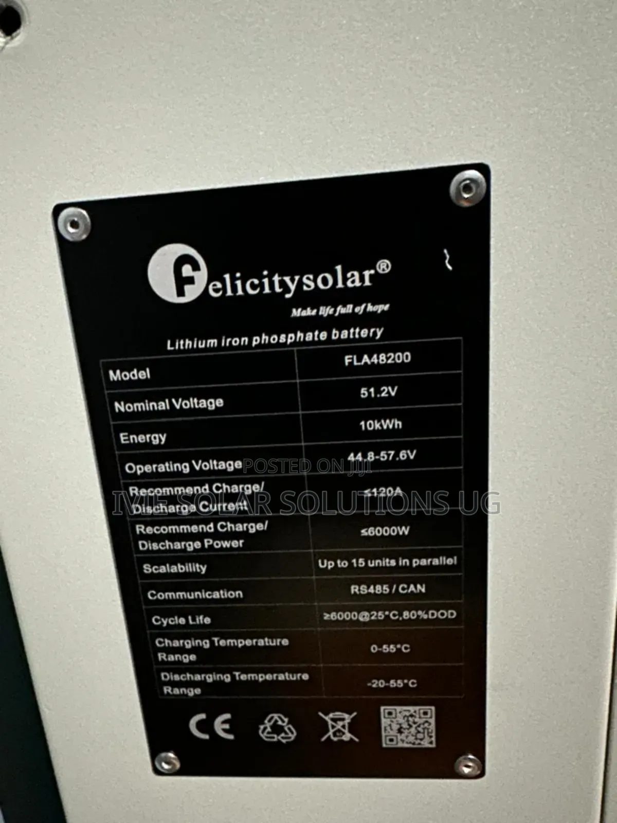 Felicity Lithium Battery 200ah 10kwh 48v