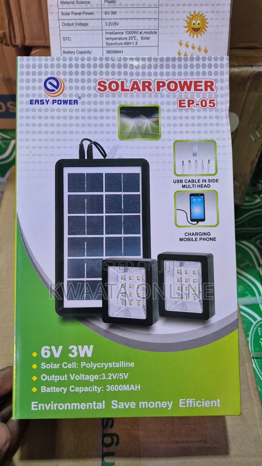 Easy Power Ep-05 Mini Solar Lighting System, 2 Lights Cable Charger