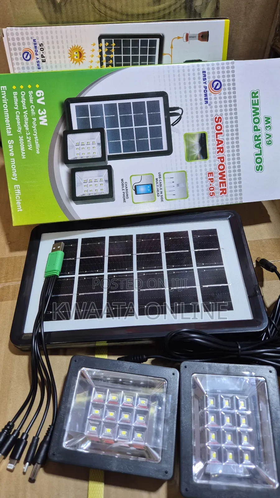 Easy Power Ep-05 Mini Solar Lighting System, 2 Lights Cable Charger