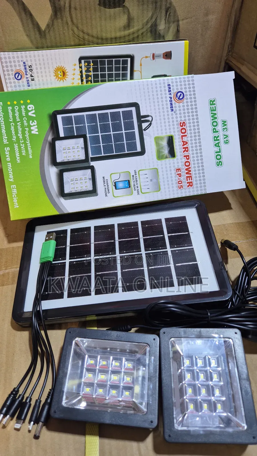 Easy Power Ep-05 Mini Solar Lighting System, 2 Lights Cable Charger