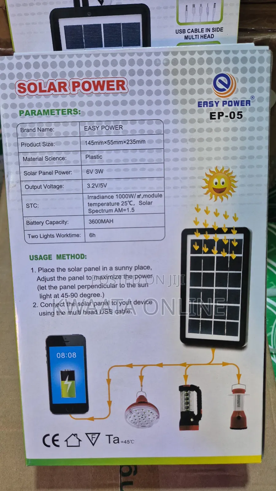 Easy Power Ep-05 Mini Solar Lighting System, 2 Lights Cable Charger