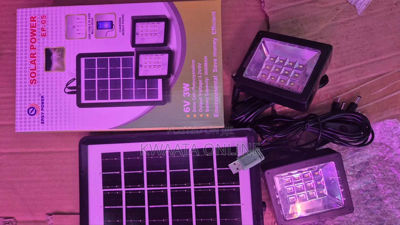 Easy Power Ep-05 Mini Solar Lighting System, 2 Lights Cable Charger