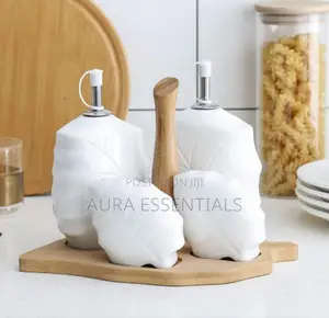 Ceramic Bamboo White Kitchen Seal Seasoning Jar Set