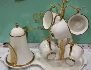 9-Piece Tea Set With a Cup Stand White