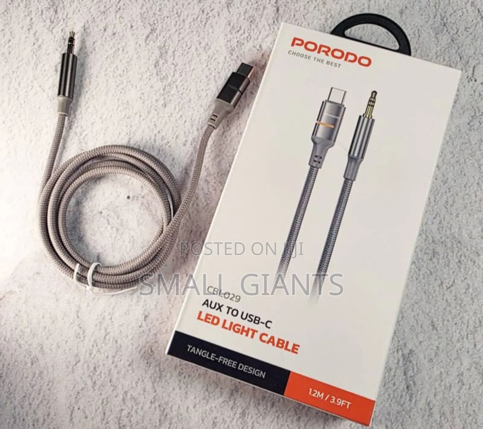 Porodo Aux to Usb-C Led Light Cable