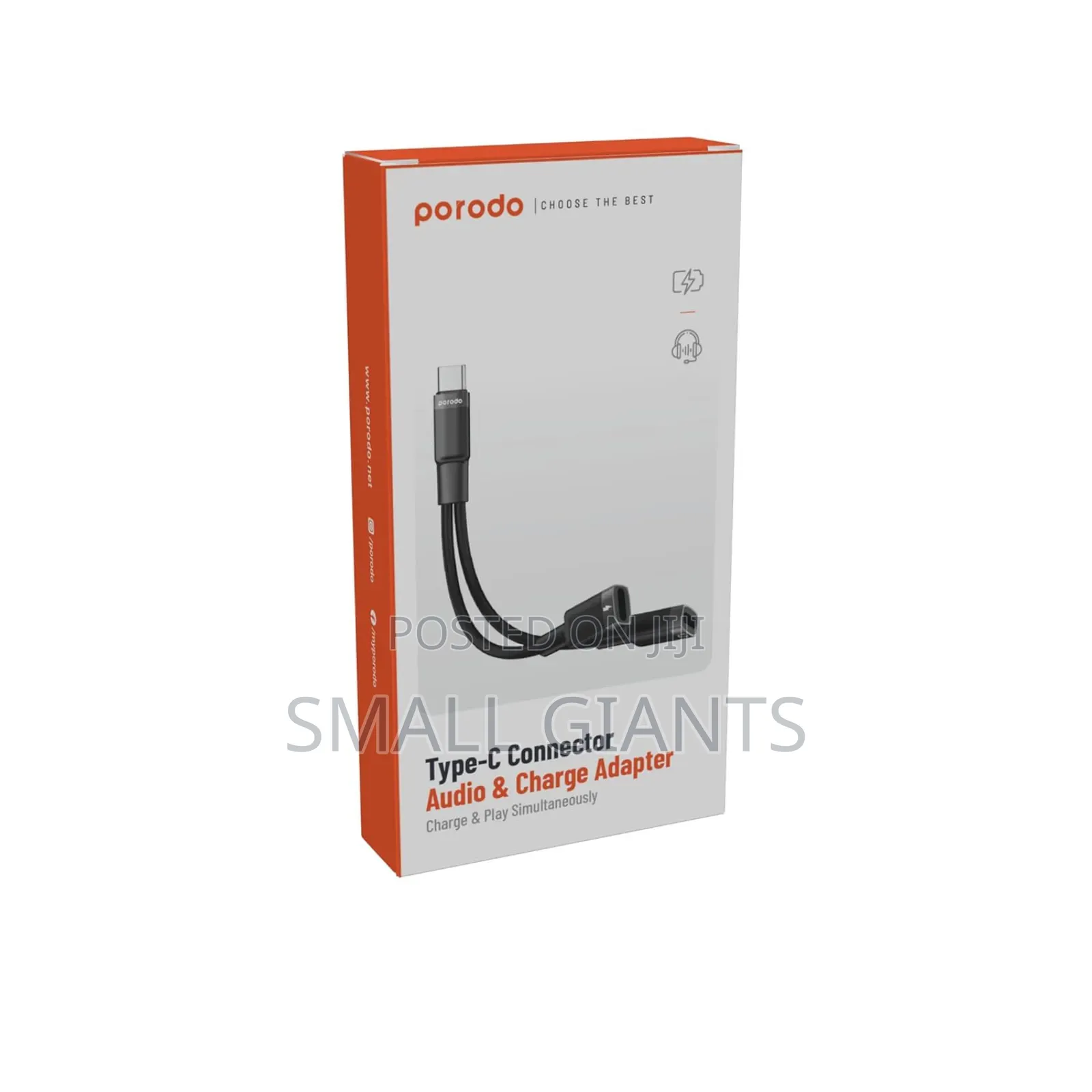 Porodo Type-C Connector Audio Charge Adapter