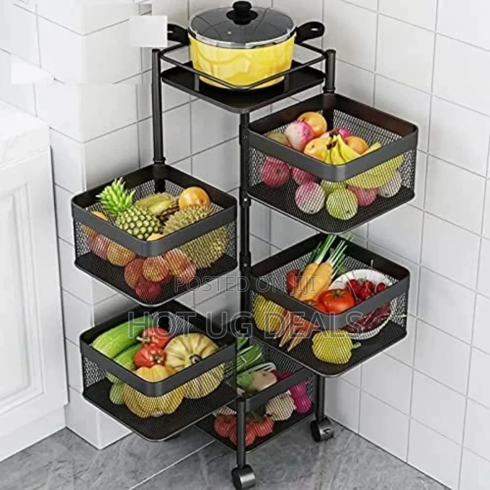 5tier Kitchen, Bedroom, Bathroom Storage Rack Trolley -black