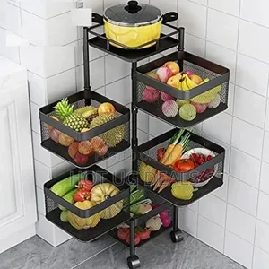 5tier Kitchen, Bedroom, Bathroom Storage Rack Trolley -black