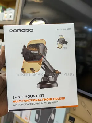 Porodo 3in1 Car Phone Holder(Dash/Air Vent Mirror)