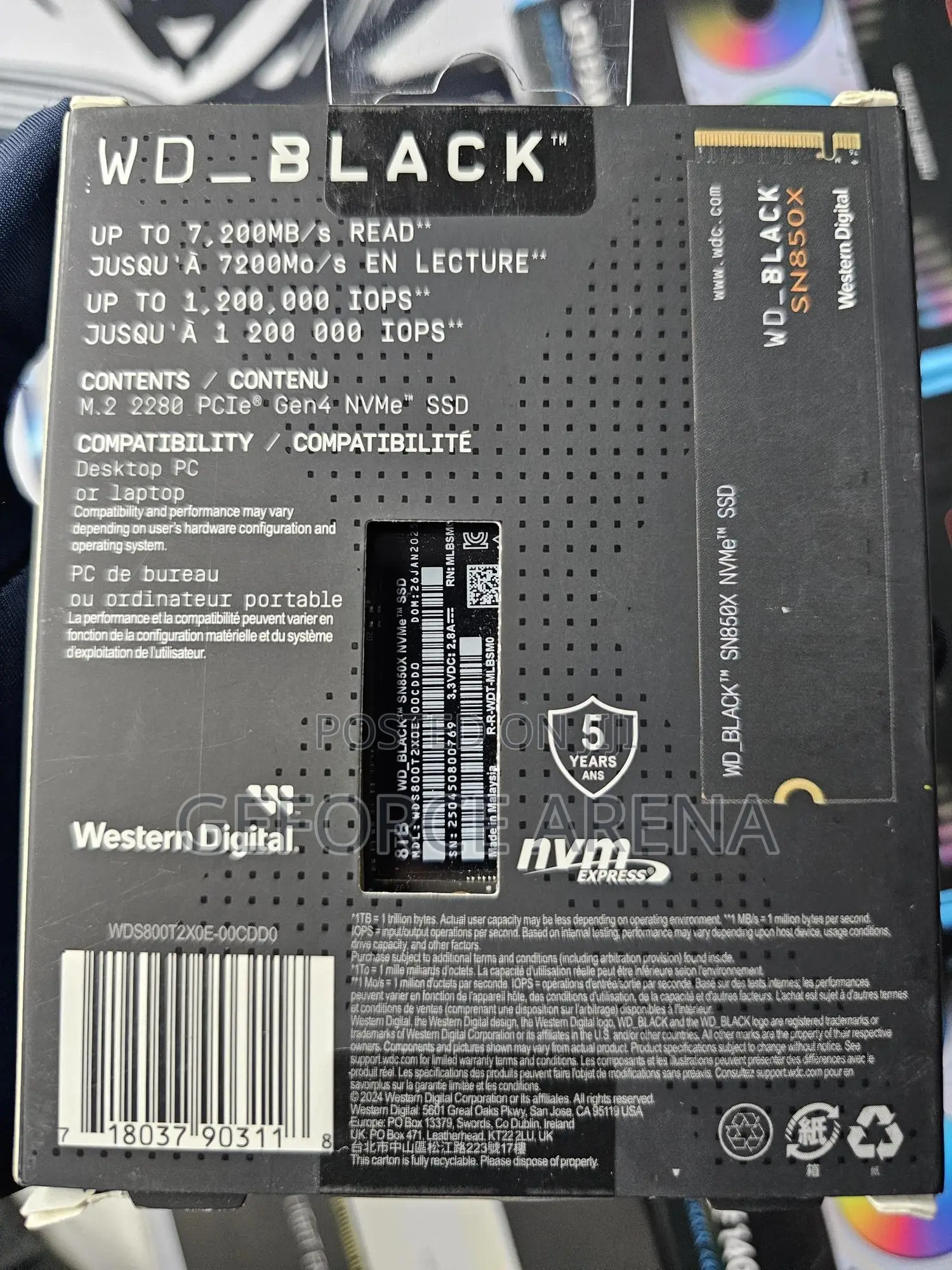 Western Digital 8tb Nvme M.2 SSD - Gen4 SSD - 7.2gb/S Speed