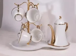 9-Piece Tea Set With a Cup Stand White