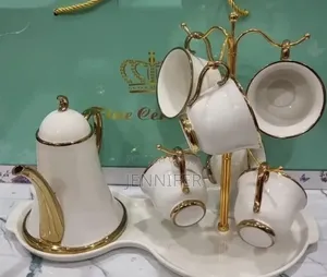 9-Piece Tea Set With a Cup Stand White