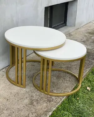 Center Table Stools in White and Gold