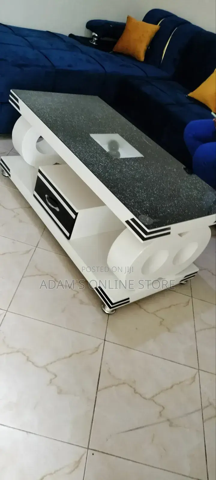 White and Black Glass Center Table