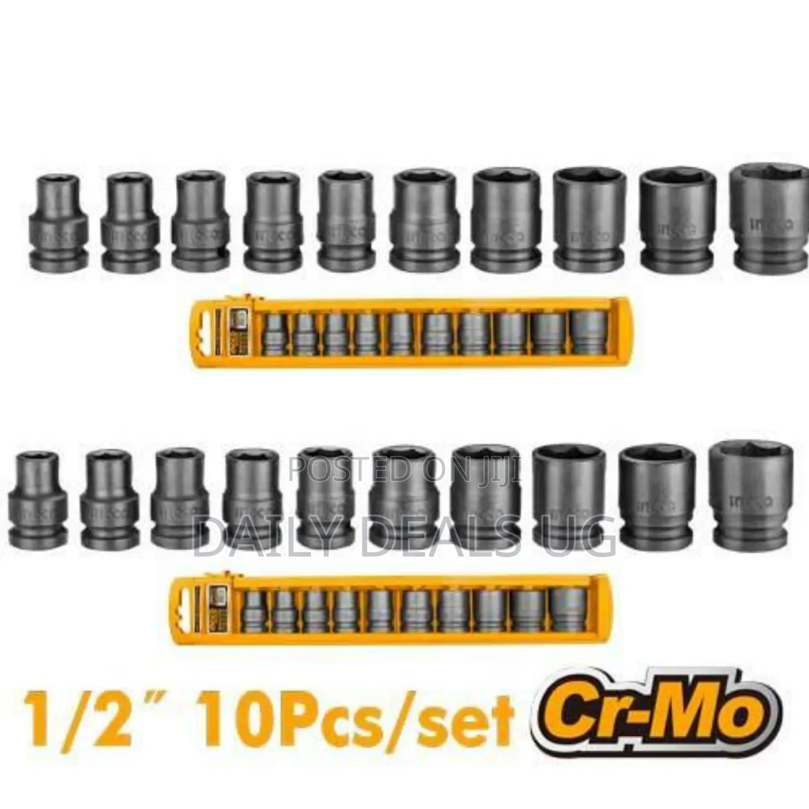 Ingco Hkissd12101-10pcs 1/2" Impact Socket Set-Orange