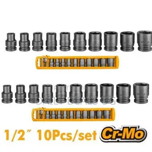 Ingco Hkissd12101-10pcs 1/2" Impact Socket Set-Orange