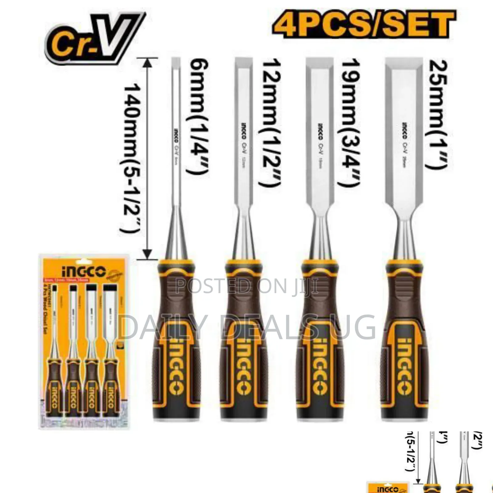 Ingco Hktwc0401-4pcs Wood Chisel Set-Orange