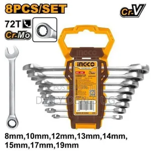 Ingco 8 Pieces Ratchet Spanner Set-Silver